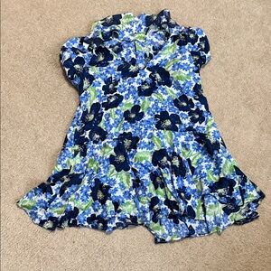 Free People Blue and Green Floral Dress